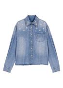 Maje Blouse van denim met kralendecoratie