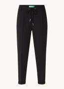 Benetton High waist tapered fit cropped pantalon met trekkoord
