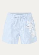 Sandro High waist straight fit korte broek met streepprint en broderie