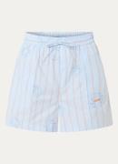 OLAF High waist straight fit korte broek met streepprint en borduring