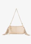 Maje Schoudertas van raffia met leren details