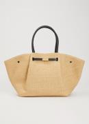 DeMellier The New York schoudertas van raffia met details van leer