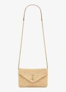 Saint Laurent Cassandre crossbodytas van raffia met leer