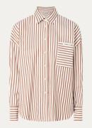 JOSH V Lexx blouse met streepprint en borstzak