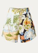 Farm Rio High waist loose fit korte broek van linnen met print