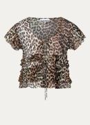 Ganni Semi-transparante blouse met panterprint
