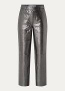 Selected Cora high waist loose fit broek van lamsleer met metallic fin...