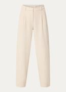 Selected Mara high waist straight fit pantalon in linnenblend met stee...