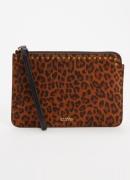 Isabel Marant Clutch van suède met panterprint