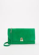 L.K.Bennett Aria clutch van suède met afneembare schouderriem