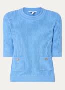 L.K.Bennett Shona ribgebreide top in merino wolblend met opgestikte za...