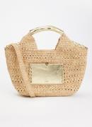 ba&sh Ara handtas van raffia met afneembare schouderriem