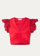 Sandro Crop top met borduring en V-hals