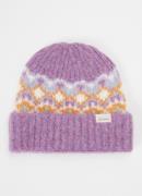 Barts Leonari ribgebreide muts in wolblend met logo