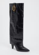 Kurt Geiger Fold Over laars van leer met crocostructuur