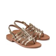 Sandalen in leer met platte hak