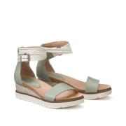 Sandalen met sleehak, in leer