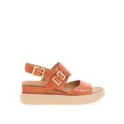 Sandalen met plateauzool in leer