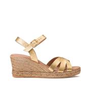 Sandalen in leer met sleehak