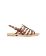 Sandalen in leer met platte hak