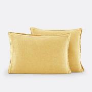 Kussensloop in gewassen linnen, laddersteek, Linot