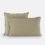 Kussensloop in gewassen linnen, Acélie olijf/opaline