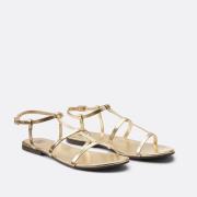 Platte sandalen in metallic leer