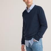 Trui met V-hals in kasjmier, made in Europe