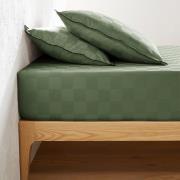 Hoeslaken in gewassen satijnkatoen, Victor, dambord motief