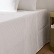 Effen plat laken in katoensatijn, Opale gestreept