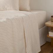 Plat laken in gewassen linnen, gestreept, Linot