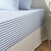 Katoenen hoeslaken, omslag 30 cm, blauw, Soizic