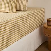 Hoeslaken katoen seersucker 30cm Cottage absinthe