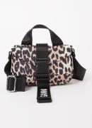 Ganni Recycled Tech Mini Satchel handtas met panterprint