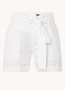 Ralph Lauren High waist straight fit korte broek van linnen met strikc...