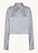 Sandro Cropped blouse in linnenblend met strass