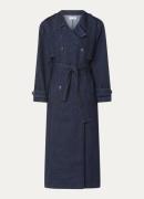 The Frankie Shop Nikola double-breasted trenchcoat van denim met strik...