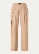 Sisley High waist straight fit pantalon in linnenblend