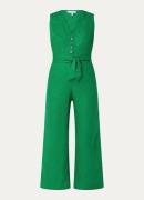 Hobbs Melodie loose fit cropped jumpsuit van linnen met strikceintuur