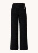 Maje High waist wide fit pantalon met tweed-look