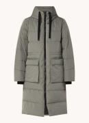 MSCH Copenhagen Pavine longline puffer jas met capuchon en klepzakken