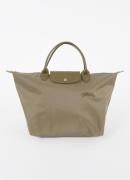 Longchamp Le Pliage Green handtas M met leren details