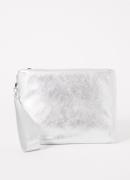 Whistles Avah clutch van leer met metallic finish