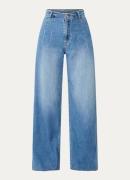 Summum High waist wide leg jeans met medium wassing