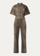 Sofie Schnoor Wilma wide fit jumpsuit met panterprint en steekzakken