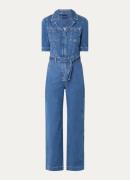 Summum Straight fit jumpsuit van denim met strikceintuur