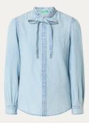 Benetton Blouse van chambray met sjaalkraag