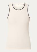 OPUS Ilesso ribgebreide tanktop met ronde hals