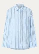 Penn & Ink Blouse met streepprint en borstzak