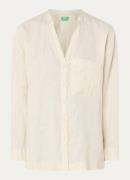 Benetton Blouse van linnen met borstzak